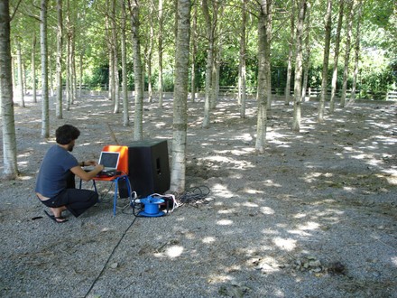 Alberto with the project in the forest of Arteleku  - small